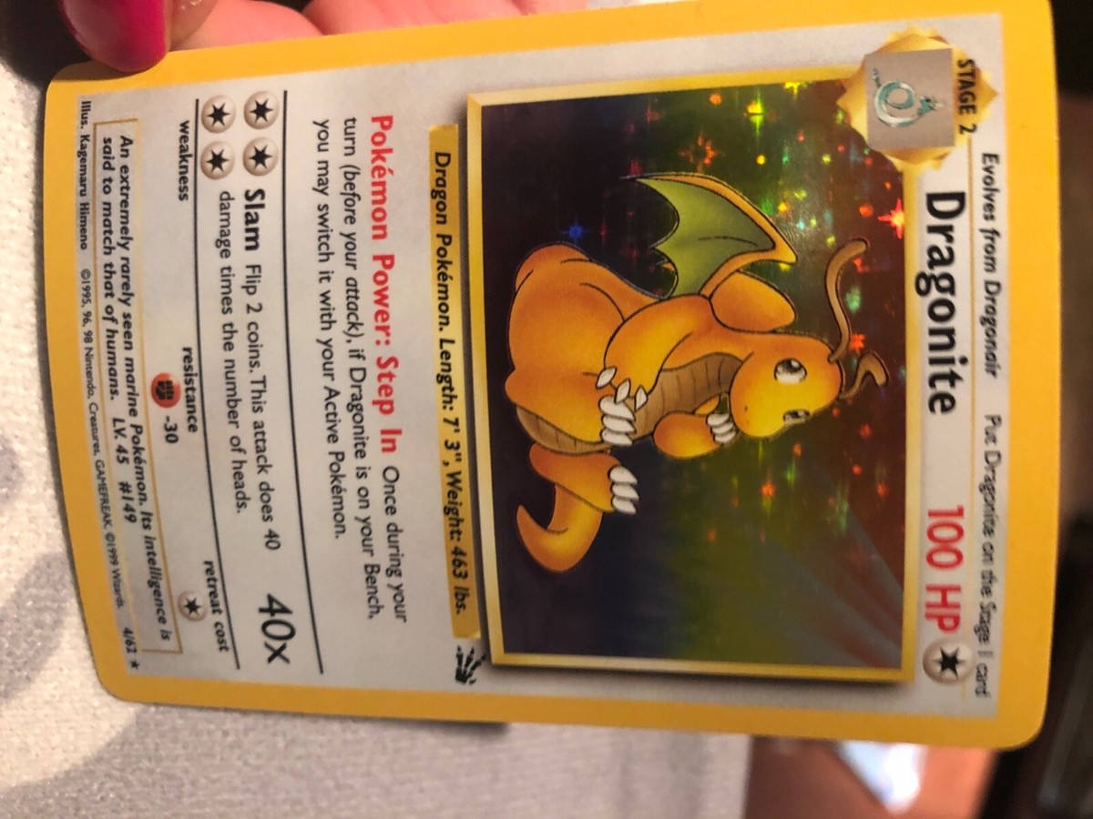 holographic dragonite pokemon card value (4/62) Colorless Rarity Extremely minty light dragonite. what