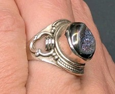 Sterling Silver Multicolor Druzy Sterling Silver Ring Size 5.5 5 1/2 Read