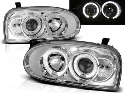 Headlights for VW Golf III 1991 1992 1993 1994-1997 VR-1597 Angel Eyes Chrome