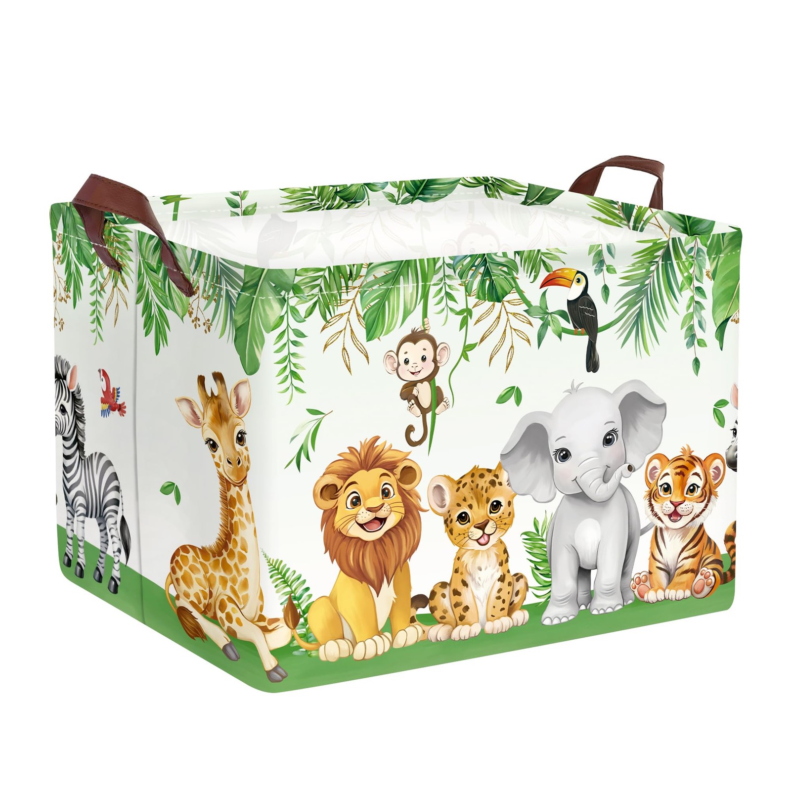 Large Storage Basket Cartoon Wild Zoo Collapsib...