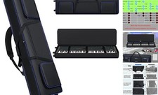 88 Key Keyboard Case With Wheels Portable Padded 88 Piano Case 53" Black