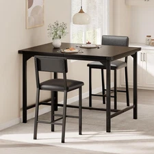3 Piece Counter Height Dining Table Set for 2 with Upholstered Bar Stools Kit