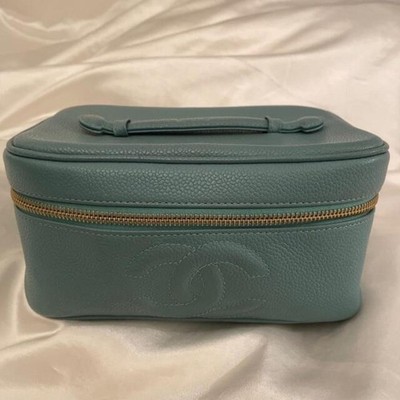 CHANEL Vintage Vanity Kosmetiktasche Mint Farbe Caviar Skin Authentic Gebraucht