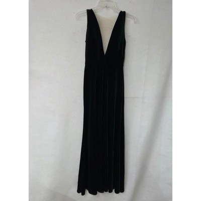 Jenny Yoo Collection Dark Emerald Green Velvet Deep V-Neck Maxi Gown Dress 4