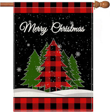 Christmas Garden Flag, Christmas Flags 28 X 40 Double Sided, Winter Garden Red B