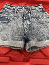 Forever 21 Womens Size 27 Blue High Waisted Cuffed Denim Jean Shorts