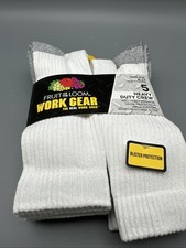 Fruit Of The Loom Men's 5-Pairs The Real Work Gear Crew Socks Shoe Size 6-12