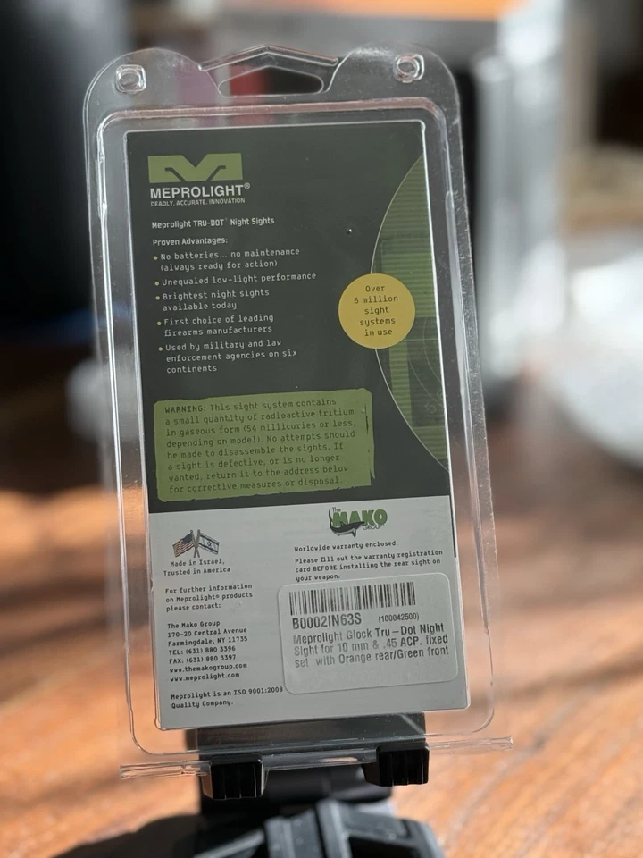 Meprolight TRU-DOT SURE SHOT Tritium Night Sight Set ML-10222 Glock 10MM .45 ACP - Image 2 of 4