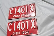 1966 Ohio Automobile License Plate Matched Pair / Set C1401X