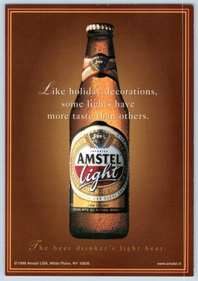 1998 AMSTEL LIGHT BEER ADVERTISING 4x6 HOT STAMP PROMO POSTCARD