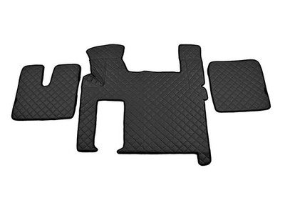Schwarz W / Weiß Eco Leder Fußmatten Bezüge für Mann Tgx Zwei Drawers Lkw LHD