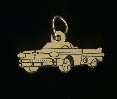 New 10K 18mm Solid Yellow Gold Car Vehicle Cadilac Convertible Pendant Charm (TI
