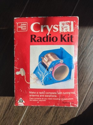 Crystal Radio Kit Vintage John Adams Toys Fabrikat mit Antenne Stimmspule