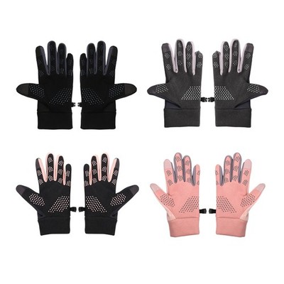 Unisex Winter Rabbit Fur Blend Lined Ski Gloves Touchscreen Windproof Anti-Slip
