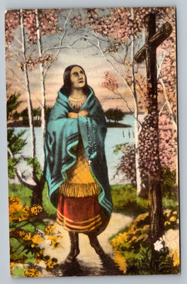 Lily Of The Mohawks Indians Native American Posted Vintage Postcard