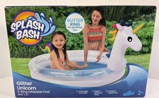Unicorn Glitter 2-Ring Inflatable Pool Swim Summer Fun- New