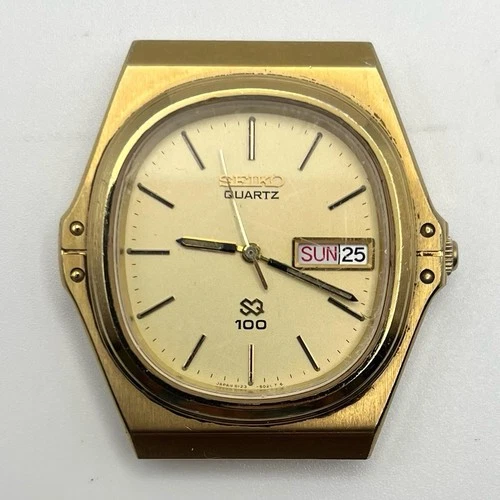 Seiko SQ 100 8123-5039 Quartz Day Date Champagne 37mm St. Steel Parts Repair VTG