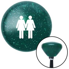 White 2 Women Holding Hands Green Retro Metal Flake Shift Knob W M16x1.5 Insert