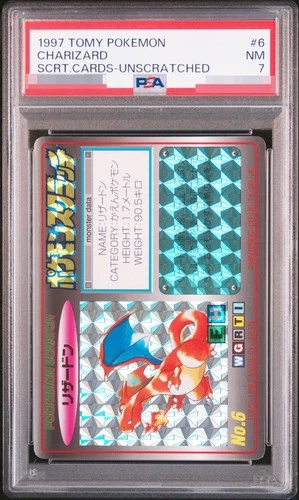 PSA 7 Tomy 1997 Pokemon Scratch Card Charizard No.6 Holo Japanese Unscratched