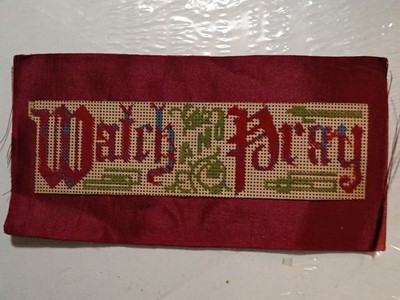 Antique Victorian Berlin Woolwork Motto Watch & Pray Perforated Paper Sampler