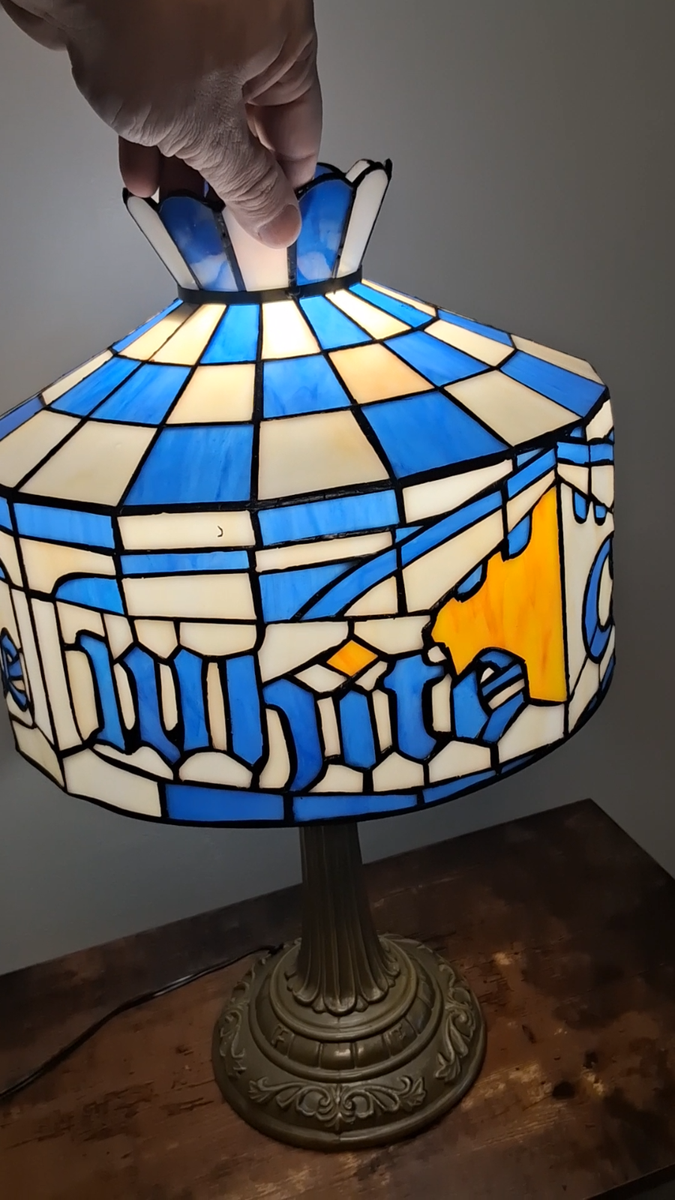 White Castle Tiffany Style Desktop Lamp Stained Glass Retro Diner