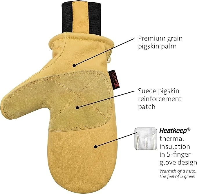 Kinco 901T Cold Weather Pigskin Leather Mitten Thermal Lined Waterproof Ski Mitt