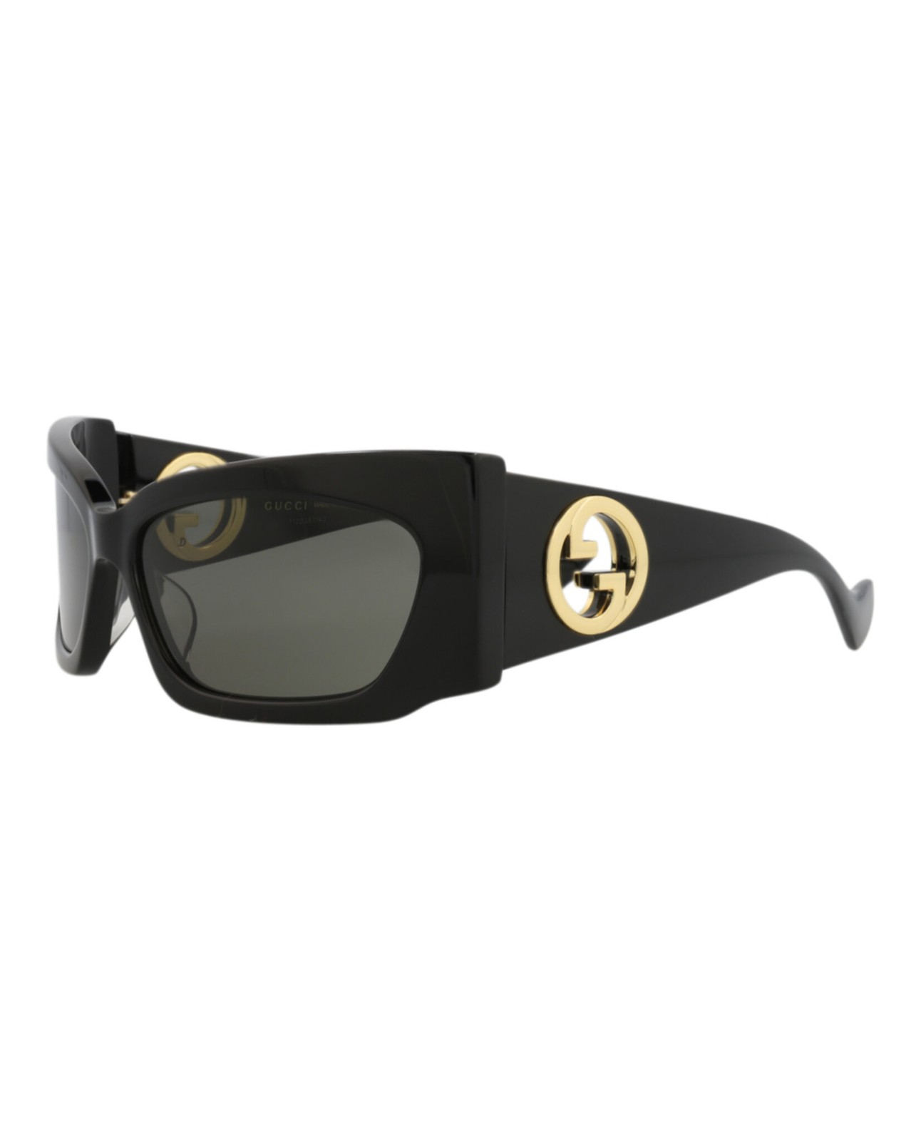 Gucci Womens Shield/Wrap Black Black Grey Fashion Designer Eyewear image 2