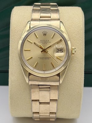 Rolex Oyster Perpetual Date 1550 14K Gold Shell 34mm Automatic Watch - Serviced