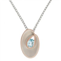 Silverly 14 K Rose Vergoldet 925 Sterling Silber Blauer Topas Schnitt Halskette