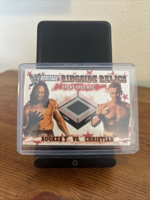 WWE Booker T v Christian Topps Heritage 2005 Ringside Relics Event Used Mat Card