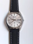 Vintage Seiko SQ Quartz watch 7546-7130 silver starburst dial new rubber strap