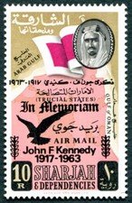 SHARJAH AND DEPENDENCIES 1964 10r SG50 mint MH FG President Kennedy 1st #A02