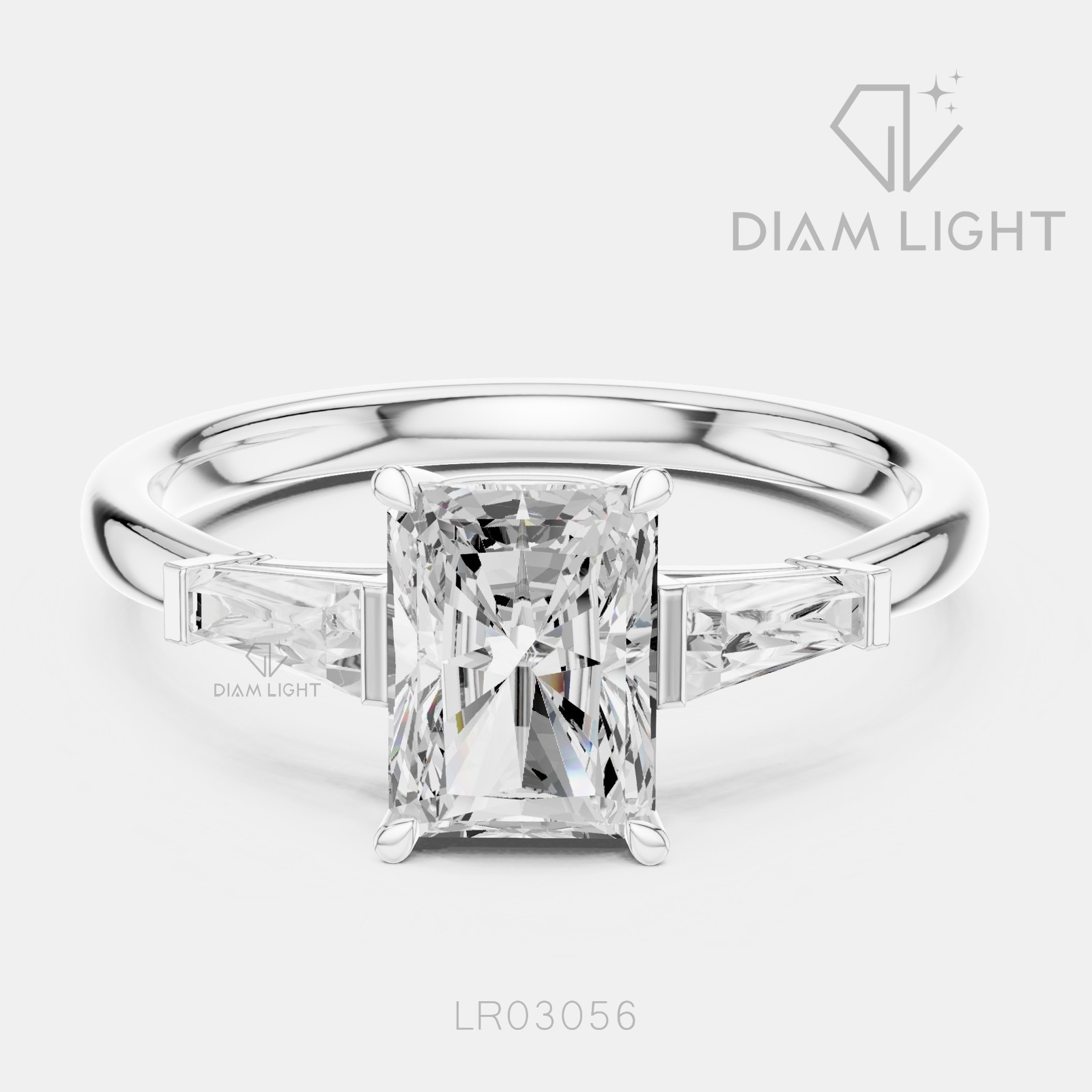 1.56CT Radiant Lab Grown Diamond 14K White Gold IGI Certified Engagement Ring