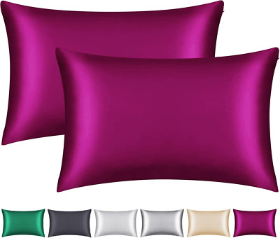 100% Mulberry Silk Pillowcase 2 Pack for Hair and Skin,With Hidden Zipper,Both S