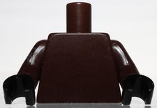Lego marrón oscuro torso liso banda plateada en brazo derecho