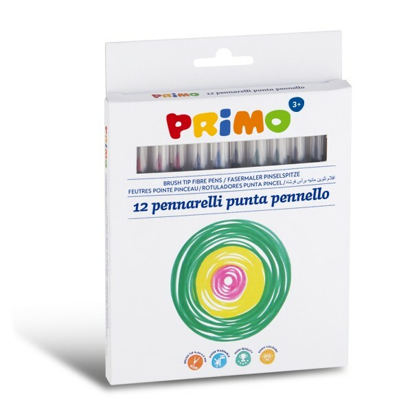 Primo Fibre-tip pens 12 brush-tip