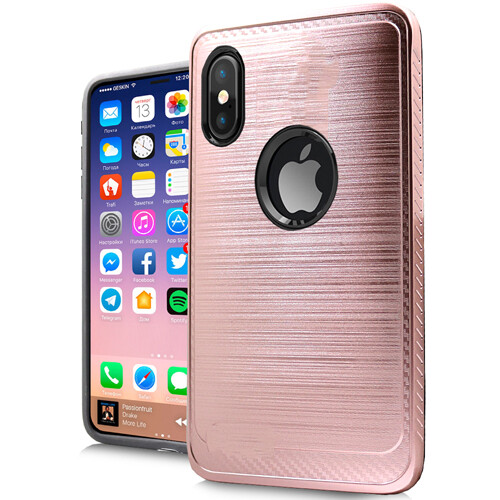 For i Phone X/XS Shockproof Armor Hybrid Slim Brush Case + Screen Protector - Picture 3 of 8