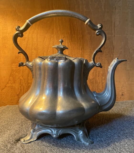 Antique Shaw & Fischer Sheffield Pewter Tea Pot with Ivory Inlay eBay