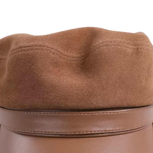 100% Suede Leather Unisex Classic British Flat Top Cap Military Army Fiddle Hat - Picture 3 of 16