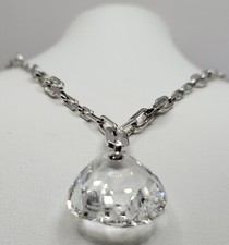 Genuine Swarvoski Crystal Necklace Paper Clip Design Chain Rhodium Plated- 60cm