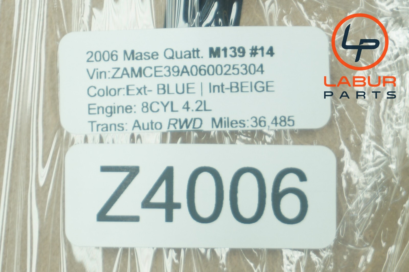 M139 03-13 Maserati Quattroporte Sun Roof Sunroof Sunshade Cover Headliner Z4006