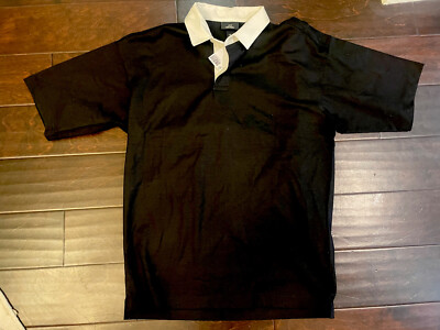 NWT H&M Oversized Fit Rugger Style Polo Shirt Black White Men’s XS