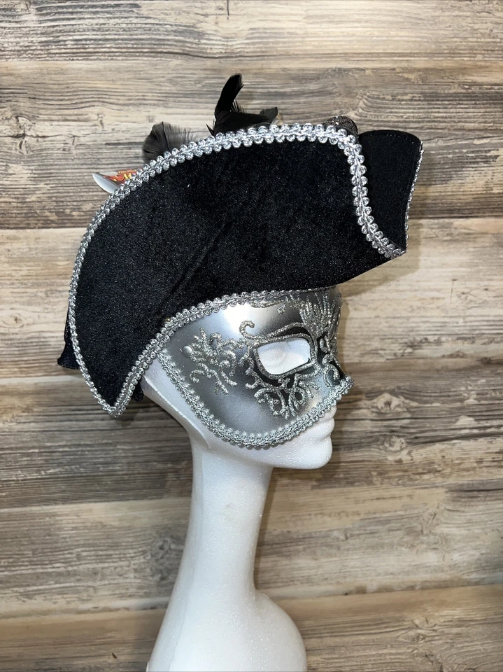 Black & Silver Venetian Mask Adult Size by Forum Novelties NEW - Image 2 of 4