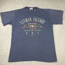 Vintage Cayman Islands Striped T Shirt Size Large Men 90s Made In USA