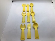 Lot Of Three Place Settings Of Fisher Price Fun Food Lunch Yellow Silverware