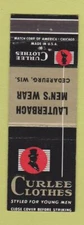 Matchbook Cover - Curlee Men's Clothes Lauterbach Cedarburg WI