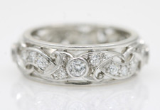 Platinum 0.65 TCW Natural Diamond Eternity Band Ring Size 5.5 - 7.7 Grams