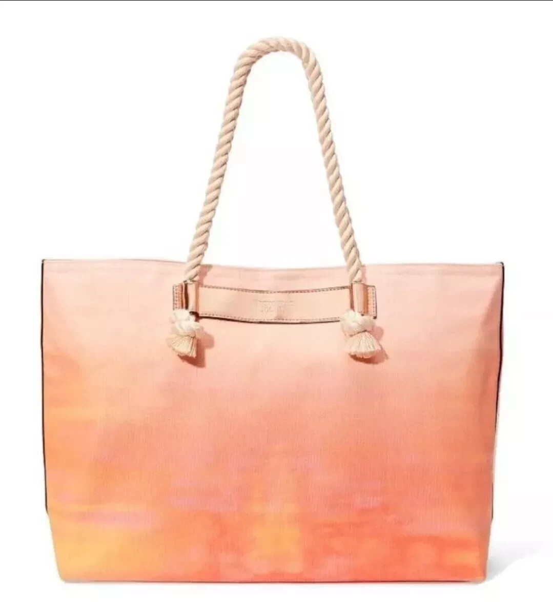 Rare Victoria’s Secret Bombshell Canvas Orange Rose Gold Tote Bag - NWT