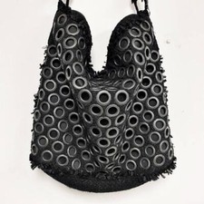 Nwt St John Bag Tweed Grommet Fringe Hippie Shoulder Black Tote  Bag New $995 