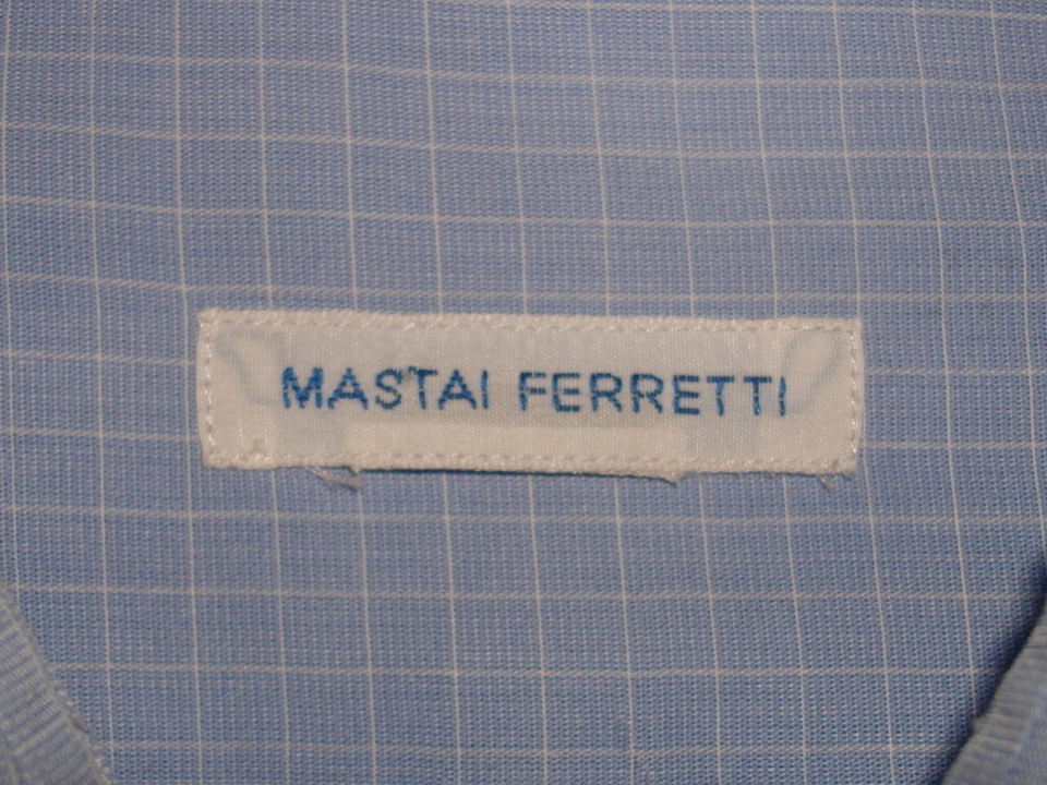 Mastai Ferretti 2-Tone Blue Gingham 100% Cotton Spread Collar L/S Shirt Sz. 17/L - Image 3 of 4